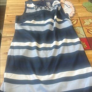 Vince Camuto Navy and White Striped Mini Dress